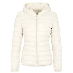 Wantdo Women's Hooded Packable Ultra Light Weight Short Down Jacket Size M Beige
